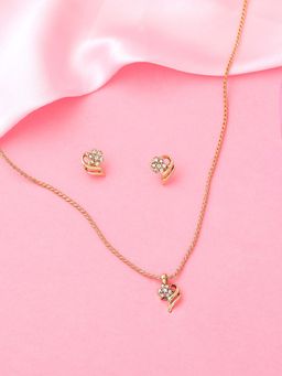 Estele - Gold Plated Blossom Designer Necklace Set with Crystals for Women